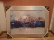 Obraz abstrakcja Pasmo górskie w srebrnej ramie