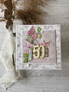 Kartka na 50 urodziny, dla kobiety, kwiecista, handmade