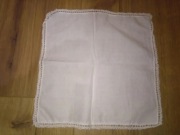 Chusteczka bawełniana z koronką serwetka do nosa damska 28x28cm biała