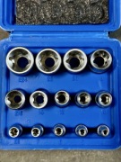 Klucze nasadowe Torx E4-E24 E-Torx Wewnetrzny 14 sztuk 1/2” 3/8” 1/4” Cr-V