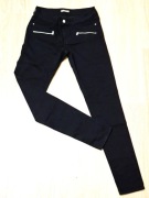 ORSAY CZARNE SPODNIE DAMSKIE M RURKI SLIM Z OZDOBNYMI SUWAKAMI