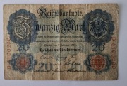 Niemcy - Cesarstwo - BANKNOT - 20 Marek 1908
