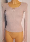 Opieta bluzka z dlugim rekawem  róz  lososiowy  S   elastyczna 