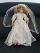 Przepiękna lalka porcelanowa Panna Młoda  42 cm, biskwit, Vintage