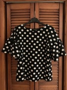 Bluzka Reserved groszki czarna kropki od money falbanka 36 S