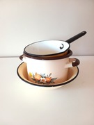 Naczynia emaliowane garnki rondelki stare zczasów prlu rondelek garnek