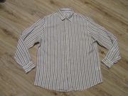 HAMPTON REPUBLIC biała koszula męska w paski lniana 100% len _ XL