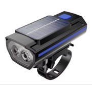 Lampka Rowerowa Solar LED Klakson 120dB USB-C Wodoodporna