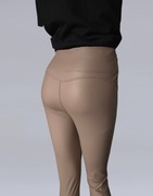 Legginsy eko skóra M.Sara push up, delikatne ocieplenie beż XS - XL
