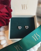 Kolczyki srebro 925 serca serduszka z cyrkonią wkręcane