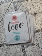Metalowa tabliczka ścienna love retro zawieszka