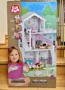 ELE FUN DOMEK DREWNIANY DLA LALEK I AKCESORIA DUŻY 80x60x26 cm TRZY PIĘTRA