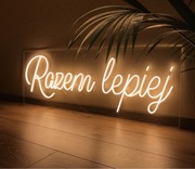 Napis neonowy weselny Razem lepiej
