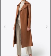 XL Damski płaszcz skórzany z paskiem jasny brąz Wittchen  