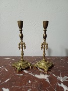 Dwa stare świeczniki mosiądz 