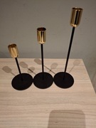 Świeczniki x3 czarne z zlotym