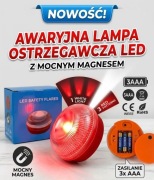 Awaryjna lampa ostrzegawcza LED z magnesem – 4 tryby pracy