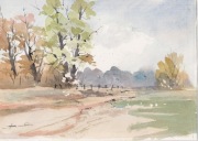 Obraz akwarelowy - pejzaż jesienny  28 cm x 19,5 cm + 0,5 cm margines