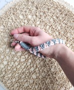 Handmade Pasek na nadgarstek do telefonu kluczy bawełniany szaro różowy 