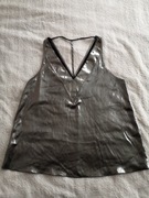 Elegancka srebrna błyszcząca sylwestrowa bluzka top River Island 40