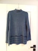 ciemny granatowy sweter z golfem bluza granatowa gruba 44 46XXL