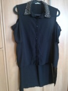 Bluzka koszulowa czarna dżety, cyrkonie M