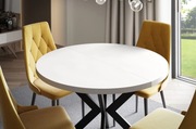 Stół okrągły, rozkładany EDDER 100 cm (Blat: Biel Arktyczna - Stal: Biały)