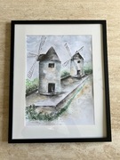 Obraz ręcznie malowany akwarela A3 wiatraki nowy art