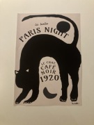 Plakat czarno biały le chat noir cafe czarny kot 