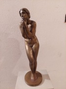 Potężna Rzeźba BRĄZ 11kg | Prof. G. Janensch "Zawstydzona" 57cm