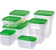 IKEA PRUTA Pojemnik na żywność, 17 szt., przezroczysty/zielony nowe