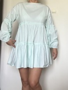 Miętowa rozkloszowana sukienka jak nowa Nasty Gal M krótka