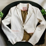 Bershka bawełniany Żakiet Marynarka M/L biały ecru długi rękaw na wesele