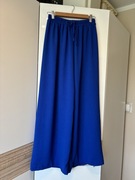 Spodnie damskie z szeroką nogawką letnie kolor szafirowy