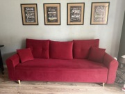 Bordowa kanapa z funkcją spania - Luax . Black Red White