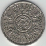 Wielka Brytania 2 szylingi two shillings (floren) 1955 28,4 mm - nr 2