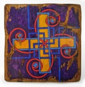 Średniowieczny krzyż - malowany obraz na desce