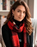 Szal w kratkę czarny i czerwony 