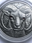 Owca Argali 2013 Mongolia 500 togrog tugrik srebrna 1 oz