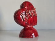 Vintage POP-ART, red "LOVE" heart – Design lata 70.