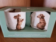 Zestaw kubka i podkładki z jamnikiem Royal Worcester 