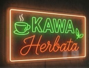 KAWA HERBATA NEON PERSONALIZOWANY SZYLD KAWIARNIA NA ZAMÓWIENIE