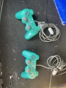 pady Sony PlayStation – DualShock 1  zielone transparentne – 2 sztuki