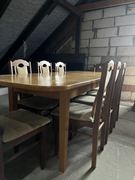 Stół dębowy 230x90 + 8 krzeseł 
