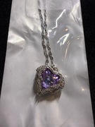 Srebrny kryształowy wisiorek w kształcie serca - stal chirurgiczna - NOWY