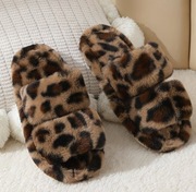 Kapcie damskie, miękka podeszwa Odkryte palce Panterka Nowe Rozmiar 42-43