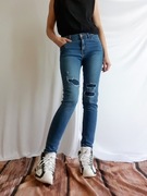 Zara Jeansy Skinny z Dziurami i Łatami Niebieskie  164 13 14 lat