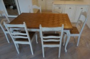 Duży, rozkładany stół drewniany retro i 6 krzeseł