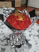 Wieczne róże z wstążki satynowej 