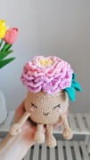 Piwonia na szydełku, kwiatek handmade, dekoracja 